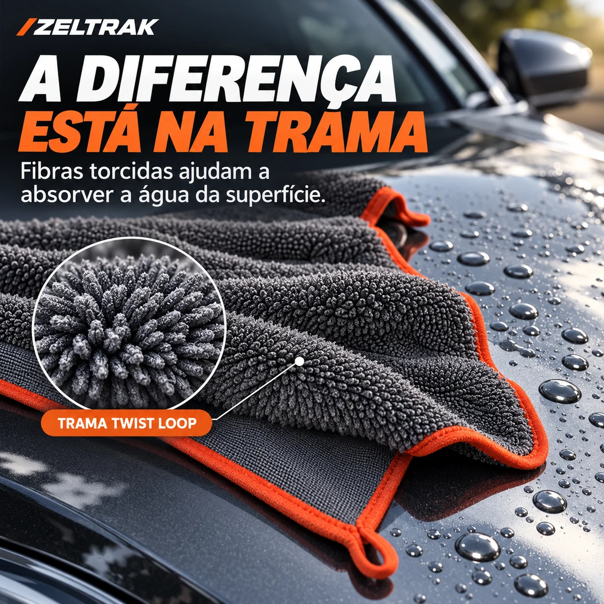 Demonstração da principal funcionalidade de Toalha de Secagem Automotiva Twist 600 GSM