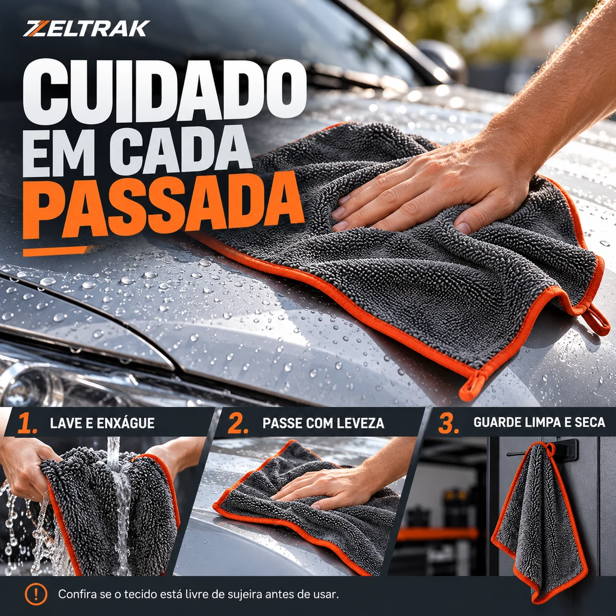 Como usar, transportar ou conservar Toalha de Secagem Automotiva Twist 600 GSM
